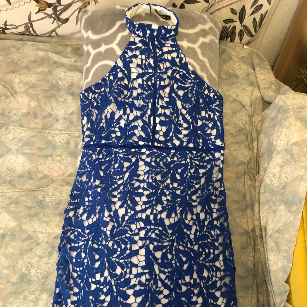 Shein Bodycon backless blue dress